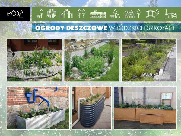 Ogrody deszczowe w łódzkich szkołach, grafika informacyjna